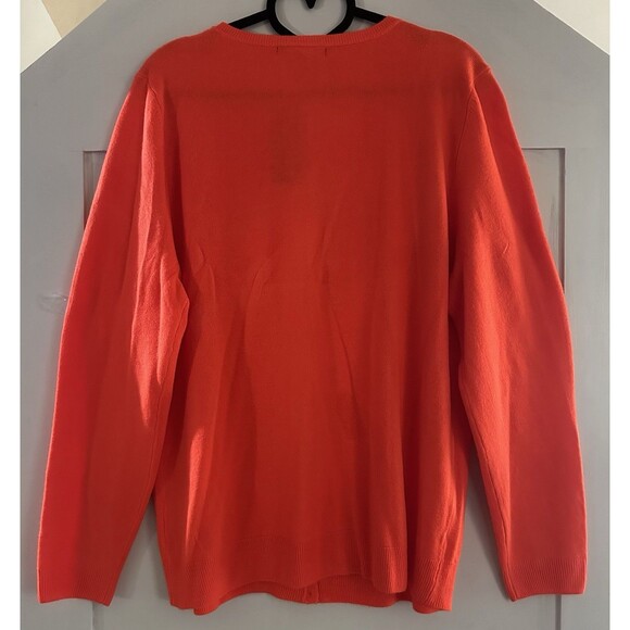 Amelotte Bright Orange Long Sleeve Crew Neck Button Down Cardigan Sweater Sz L - Picture 5 of 7